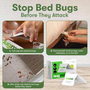 BugMD Bed Bug Trap (3 Pack), BugMD Essential Pest Control Concentrate (1 Pack) and Spray Bottle 32 oz (1 Pack) Bundle