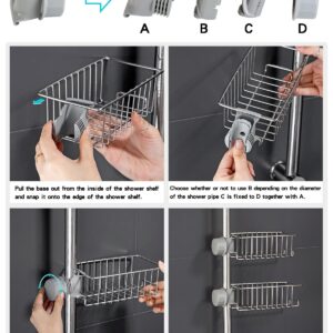 YQh Shower Bar Storage Rack, Bathtub Shower Rack (Shower Rod Not Included), Clawfoot Bathtub Accessories, 304 Stainless Steel Soap Rack, Bathroom Bathtub Shampoo Rack, Shower Trolley Organizer