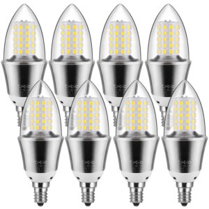 tebio e12 base led bulbs, daylight 6000k candelabra led light bulbs, corn led bulbs 100 watt equivalent 8 pack, non-dimmable, ul listed, 1200 lumens, cool white light bulbs