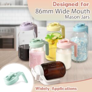 2 Pack Wide Mouth Mason Jar Lids V-Shaped with Handle, Mason Jar Pour Spout Lid with Extended Flip Lid Easy to Open, Airtight Leak Proof and Durable