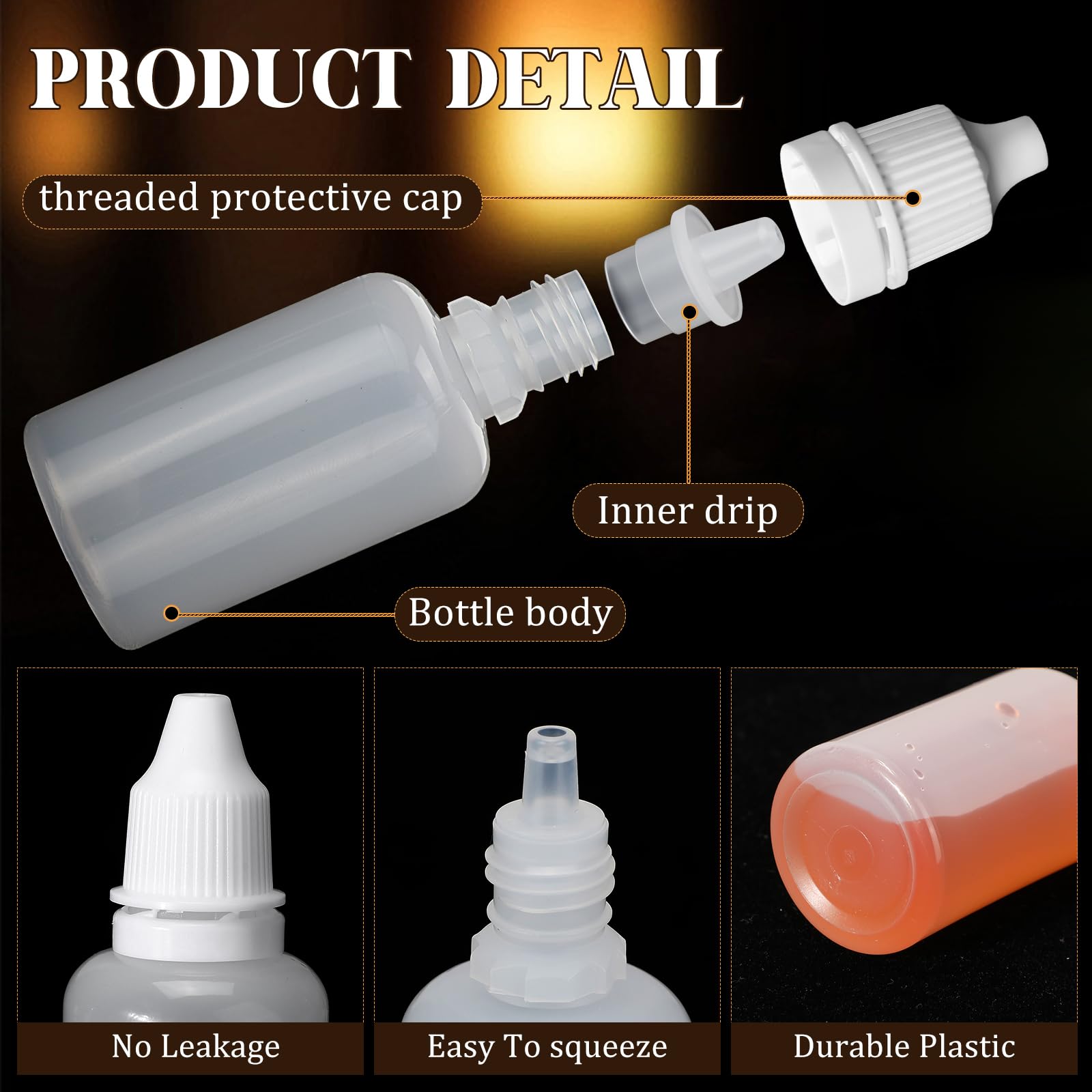 Umigy 200 Pcs Dropper Bottles Empty Eye Dropper Bottle Small Liquid Plastic Container Portable Squeezable Eye Liquid Dropper with Caps and Plug for Oil, Eye Liquid Storage (30 ml)