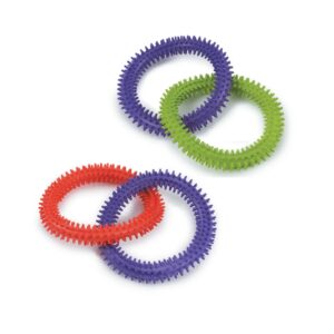 MPP Rubber Nub Dog Toy Satisfying Dental Chew Toss and Play Tug Tough Double Rings (Red - Blue)