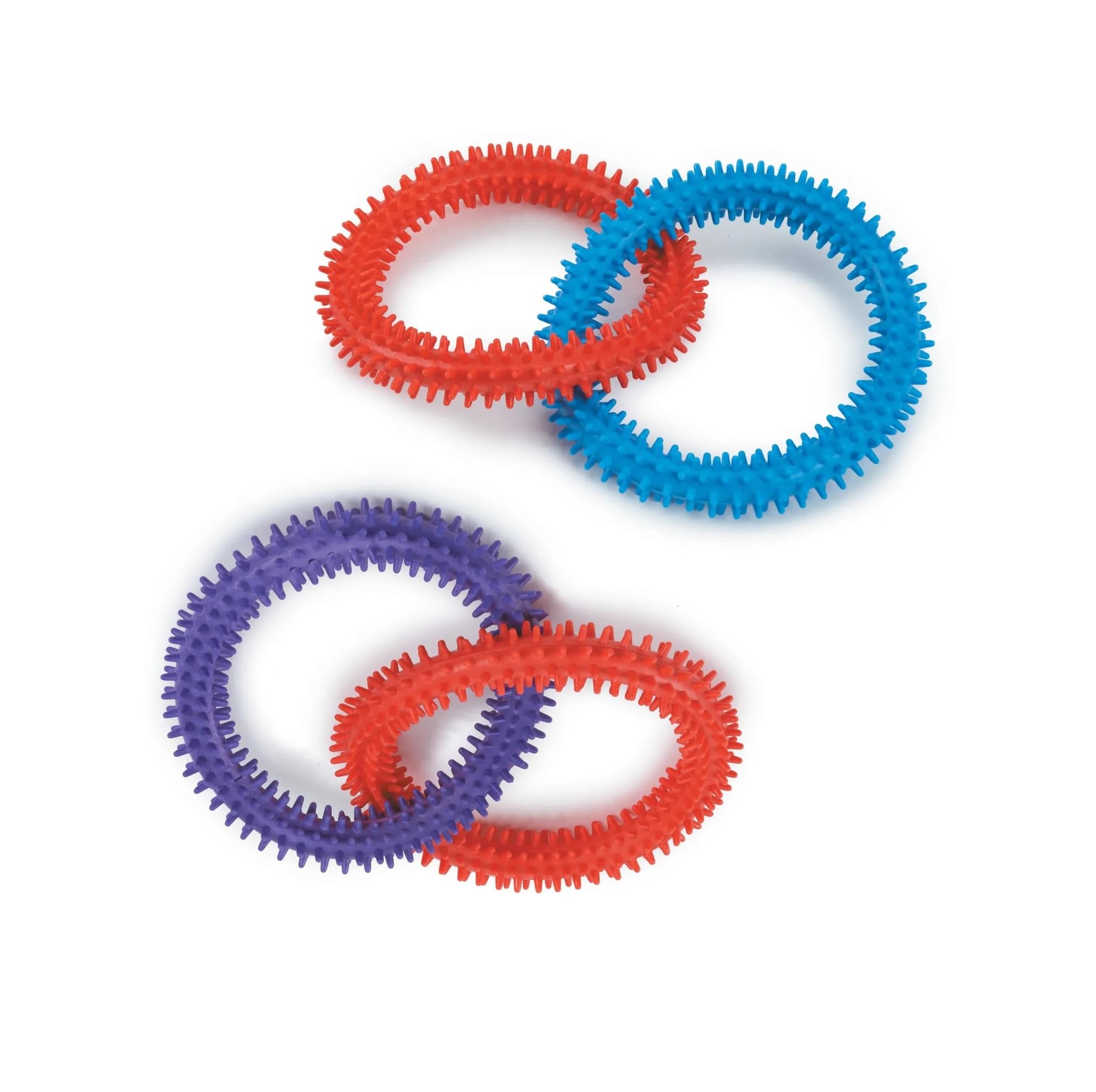 MPP Rubber Nub Dog Toy Satisfying Dental Chew Toss and Play Tug Tough Double Rings (Red - Blue)