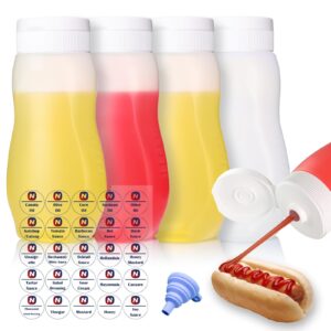 nacxbwer condiment squeeze bottles for ketchup hot sauce liquids oil with caps for condensed milk and mustard salad dressing dispenser clear plastic bottles dressing container hd pe bpa-free