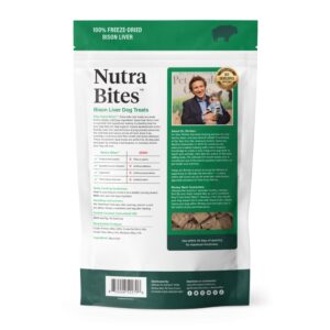 ULTIMATE PET NUTRITION Nutra Bites Freeze Dried Raw Single Ingredient Training Treats Food Topper for Dogs, 4 Ounces, Bison Liver