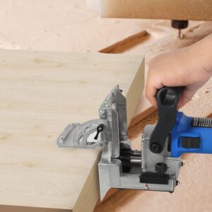 igooo Dual-Spindle Doweling Jointer DJ710, 710W 120V 60Hz, Wood Plate Dowel Joiner, 2X10mm, 2X8mm and 2X6mm Drilling Bits, 90 Dowels