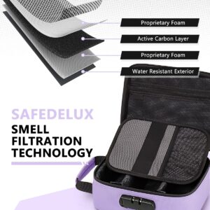 SafeDelux Storage Bag With Combination Lock, Carbon Lining Locking Storage Bag Lockable Organizer Cases Removable Dividers Water Resistant Zipper Great Choice for Travel (Purple)