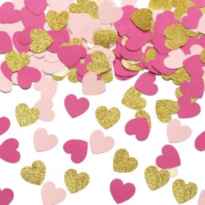 hot pink gold and pink heart confetti table decoration for love valentine's day baby shower birthday wedding bridal hen party,1.2 inch in diameter,200 counts