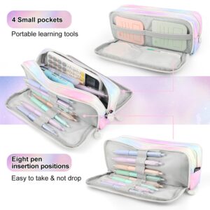 ERXIANGBO Cute Pencil Case Pink Pencil Pouch with 3 Compartments Large Capacity Pencil Bag Aesthetic for Girls Teens Kids School Supplies (pink)