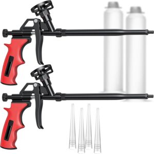 pack of 2 red foam gun – heavy duty pu foaming sealant sprayer for caulking and insulation professional foaming gun spray application for filling and sealing caulking gun