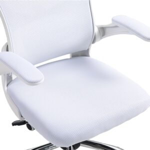 Panana Ergonomic Office Chair High Back Mesh Back Adjustable Headrest Flip-up Padded Armrest Swivel Rolling Desk Chair (White)