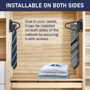 Sliding Tie Racks for Closet, 20 Tie Hanger Pull Out Tie and Belt Rack Storage Organizer with Slider, Aluminum Alloy Side Mount Closet Holder Hanger Rail with 20 Hooks for Scarves Ties Belts Shawls