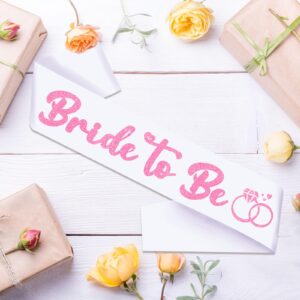 SKJIAYEE Bride to Be Sash, Bachelorette Party Sash Decorations for Hen Party Bridal Shower Engagement Wedding Party, Glitter Pink White Sash for Bride - Bachelorette Favor