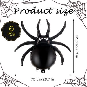 6 Pcs Spider Balloons,33 Inch Large Halloween Black Spiders Balloon Spider Foil Balloons Mylar Balloons for Halloween Party Birthday Haunted House Spooky Decoration Supplies