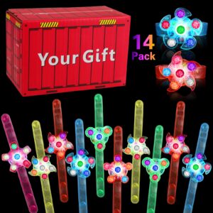 bstdecor 14 pack led light up fidget spinner bracelets, party favors for kids 4-8 8-12 christmas stocking stuffers glow in the dark party supplies birthday xmas gifts goodie bag classroom prizes