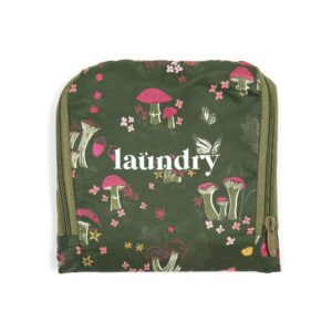 miamica foldable travel laundry bag, mushroom garden multicolor flowers – lightweight, durable design with drawstring closure, one size