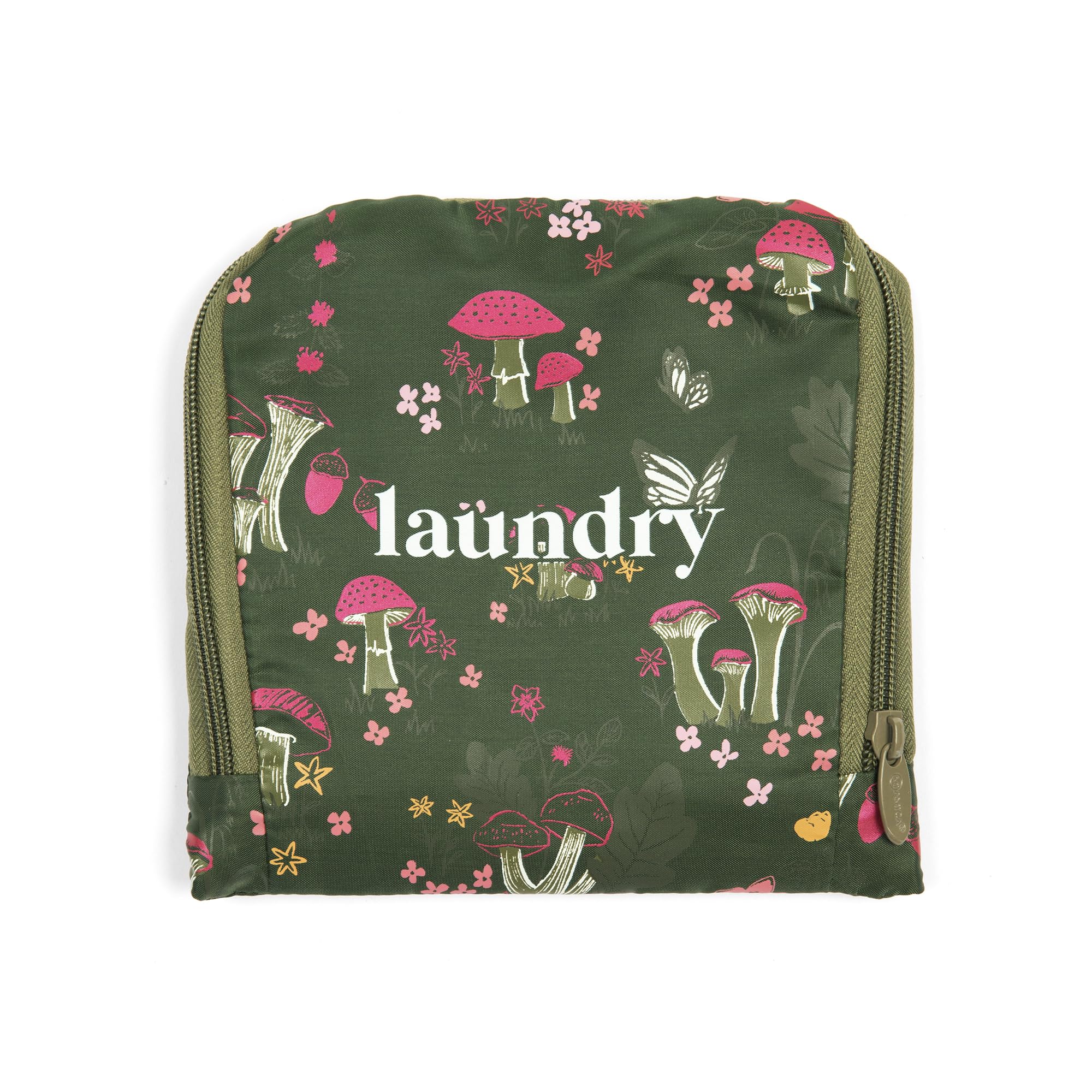 Miamica Foldable Travel Laundry Bag, Mushroom Garden Multicolor Flowers – Lightweight, Durable Design with Drawstring Closure, One Size