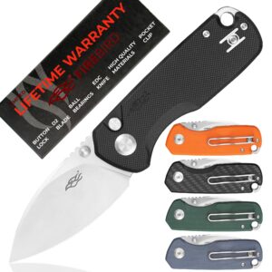 firebird ganzo fh925-bk small pocket folding knife button lock d2 steel blade g10 anti-slip handle with clip camping outdoor edc utility knife best gift for men women (black)