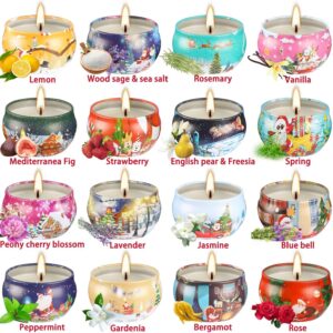 Christmas Candles Gift Set of 16, Bulk Home Scented Aromatherapy Candles with Fragrances, Gift Boxed for Present Candlelight Dinner Spa Bath