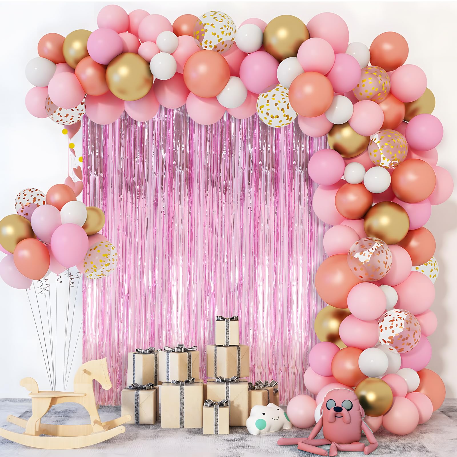 2 Pack Pink Foil Fringe Curtains Streamers Party Decorations 3.3 x 8.2 ft, Pink Tinsel Curtain Fringe Backdrop for Parties, Door Fringe Birthday Streamers, Barbie Backdrop Birthday Party Decorations