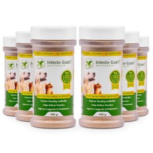 intesto-guard probiotic pet supplement prebiotic & probiotics for dogs & cats bowel, digestive & immune support supports gut flora, nutrition - 180g powder, 90 day supply (6 pack) - all-natural