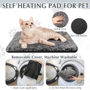 Photect 4 Pack Self Warming Cat Bed Self Heating Dog Cat Pad Extra Warm Thermal Cat Pad Washable Pet Kennel Pad Crate Bed Mat Removable Cover Non Slip for Indoor Outdoor Pets(Gray,16 x 20 Inch)