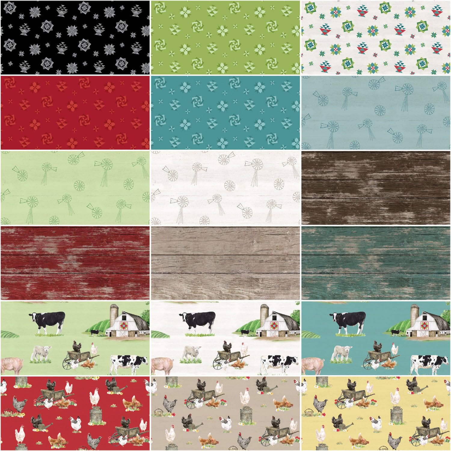 Tara Reed Spring Barn Quilts 18 Fat Quarters Riley Blake Designs FQ-14330-18