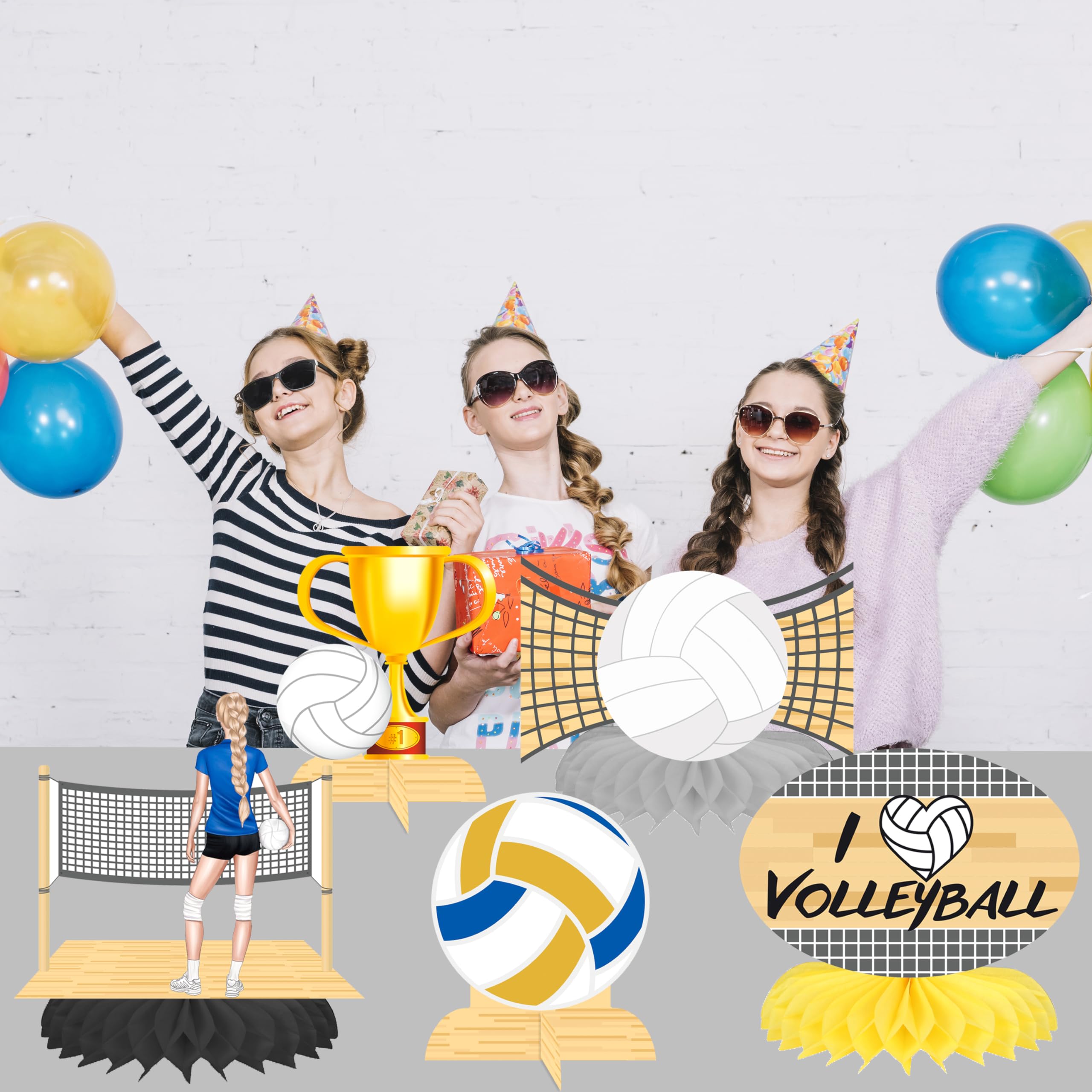 Volleyball Party Honeycomb Centerpieces Volleyball Birthday Party Decoration Volleyball Party Table Centerpieces Volleyball Table Decorations for Sport Themed Baby Shower Supplies