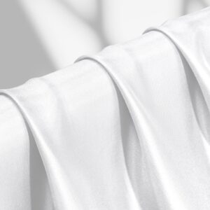 vveiiye Satin Fabric 1 Yard 60" Wide Soft Silky Charmeuse Satin Fabric by The Yard Soild Fabric for Wedding Dress, Sewing, Crafts, Party Decorations, Backdrop, White