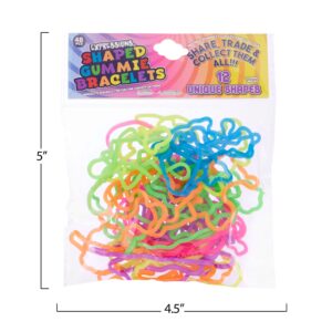 Expressions 48pc Shaped Gummie Bracelets - Bulk Pack Bright Colored Shaped Rubberband Bracelets | Bracelet Rubber Bands Kit, Rubber Bracelets For Kids & Kids Party Favors, Colored Rubber Bands