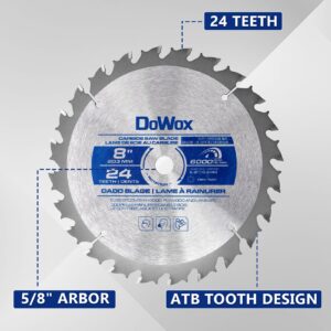 DOWOX Dado Blade Set, 8-Inch, 24-Tooth with 5/8-Inch Bore - 23 Pieces