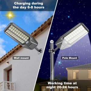 loyoele 8000W Solar Street Lights Outdoor 400000 Lumens Solar Flood Lights with Remote Control & Motion Sensor, Waterproof IP67 Dusk to Dawn Solar Lights for Garden,Yard, Path, Parking Lot 2-Pack