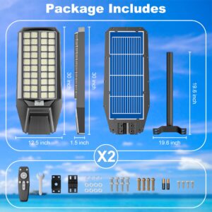 loyoele 8000W Solar Street Lights Outdoor 400000 Lumens Solar Flood Lights with Remote Control & Motion Sensor, Waterproof IP67 Dusk to Dawn Solar Lights for Garden,Yard, Path, Parking Lot 2-Pack