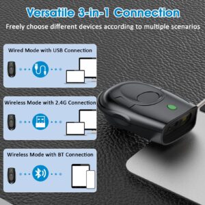 Symcode Small Portable 2D QR Barcode Scanner for Inventory,3-in-1 Bluetooth & USB Wired & 2.4G Wireless Barcode Reader,Connect Smart Phone, Tablet, PC Bar Code Scanning,Work with Windows, Mac,iOS