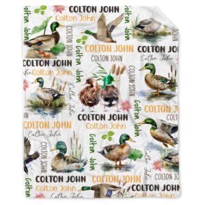 buyyet personalized mallard duck custom fleece flannel gift blanket with name lightweight soft throw blanket cute cozy blanket for bed couch travel outdoor 30''x 40'' for baby/pets