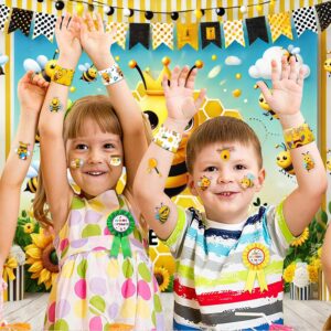 48PCS Bee Party Favors 24PCS Tattoos 24PCS Slap Bracelets Wristbands Themed Birthdays Party Supplies Decorations Decor Honey Bee Day Pattern Girl Gifts School Classroom Prize Baby Shower