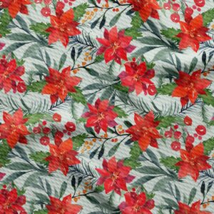 Christmas Bullet Textured Fabric by The Yard Floral Stretch Liverpool - 1 Yard Thick Knit Jersey Fabric for Bows Clothes Sewing (AC100)