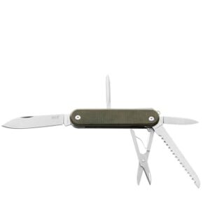 MKM Maniago Knife Makers MALGA 5 MagnaCut, Pocket Knife and Multi Tool, Blade, Saw, 5 EDC Tools in 1, Split Joint, Made in Italy (Green Micarta)