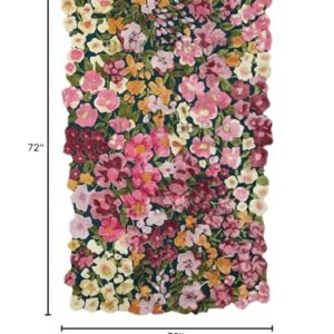 BLUEEDGERUG Handmade Flower Multicoloured Irregular Area Rug 100% Imported Blended Wool Floral Area Rug (2.6x6.0 feet)