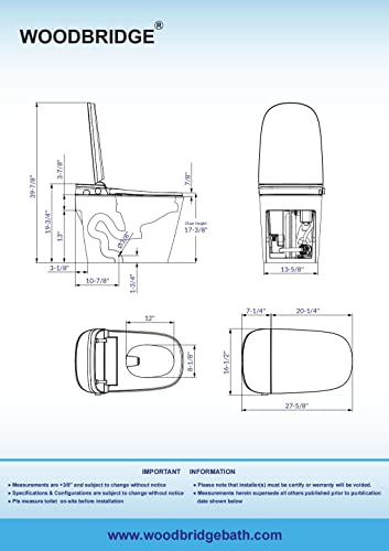 WOODBRIDGE B0931S Voice Control Smart Bidet Toilet with 1.28 GPF Dual Flush Auto Open & Close,Foot Sensor Flush,1000 Gram Map Flushing Score,LED Display,Chair Height Design and Cleaning Foam Dispenser