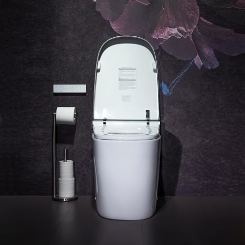 WOODBRIDGE B0931S Voice Control Smart Bidet Toilet with 1.28 GPF Dual Flush Auto Open & Close,Foot Sensor Flush,1000 Gram Map Flushing Score,LED Display,Chair Height Design and Cleaning Foam Dispenser