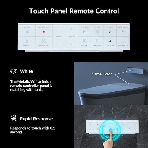 WOODBRIDGE B0931S Voice Control Smart Bidet Toilet with 1.28 GPF Dual Flush Auto Open & Close,Foot Sensor Flush,1000 Gram Map Flushing Score,LED Display,Chair Height Design and Cleaning Foam Dispenser