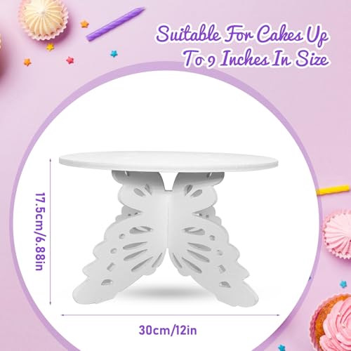 AOCEAN 12" Butterfly Cake Stand Butterfly PVC Cake Decorations with Engraved Butterflies Cake Stands for Dessert Table Wedding Birthday Party (1 Pcs)