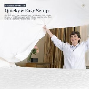 Full Size Mattress - 12 Inch Cool Memory Foam & Spring Hybrid Mattress with Breathable Cover - Comfort Tight Top - Rolled in a Box - Oliver & Smith