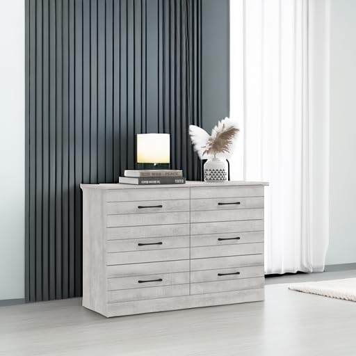 Galano Elis Wooden 6 Drawer Dresser for Bedroom with Interlock, Modern Storage Chest Dresser for Nursery and Children, Wide Closet for Kids Room, 47.2" W x 15.8" D x 31.5" H, Dusty Grey Oak