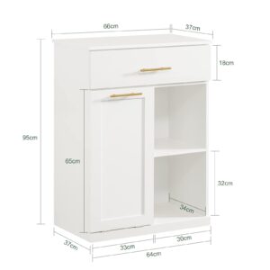 Haotian Bathroom Laundry Cabinet, Tilt-Out Laundry Hamper, Narrow Storage Cabinet with Drawer and Shelves, Bathroom Storage Cabinet Unit with Removable Basket, White BZR66-W