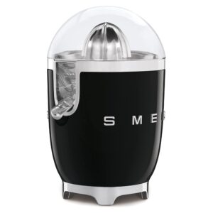 SMEG 50's Retro Style Citrus Juicer with Drip Free Spout, Automatic Activation, and Efficient Straining, Black