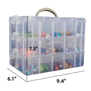 PUGED DND Dice Storage Box with Removable Dividers Polyhedral Dice Plastic Organizer Holding Up To 1200 Dices Craft Bead Compartment Container for Sewing, Jewelry, Art, DIY