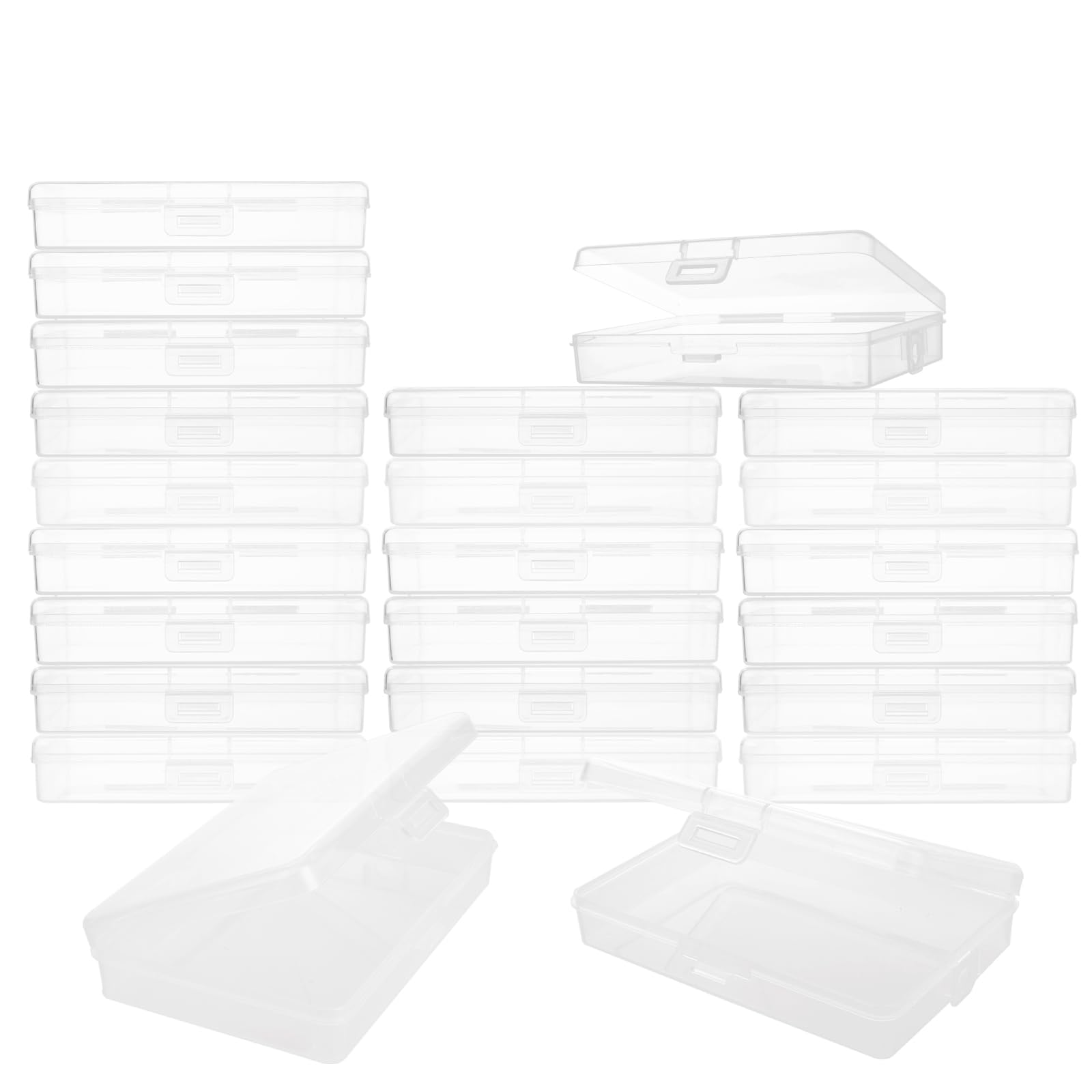 GBACHOOSE 24PCS Rectangular Small Plastic Boxes with Hinged Lids, Plastic Boxes for Storage Small Plastic Boxes with Lids for Beads, Pins, Small Items, Jewelry(4.9×3.3×0.9 Inch)