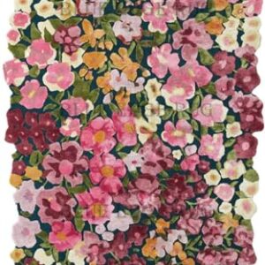 BLUEEDGERUG Handmade Flower Multicoloured Irregular Area Rug 100% Imported Blended Wool Floral Area Rug (2.6x6.0 feet)